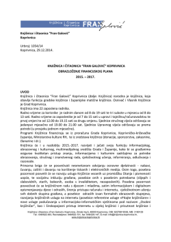 Financijski plan Knjižnice za 2015-2017, obrazloženje