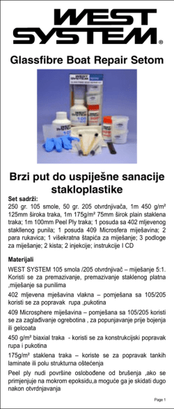 Set za sanaciju stakloplastičnih plovila