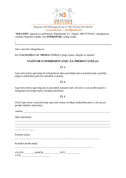 UGOVOR O POSREDOVANJU ZA PRODAVATELJA