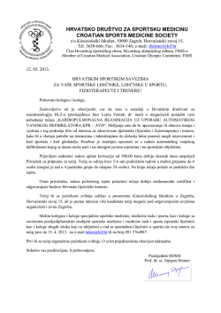 hrvatsko dru&scaron;tvo za sportsku medicinu croatian sports medicine