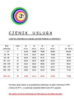 cijene emitiranja reklamnih poruka i spotova