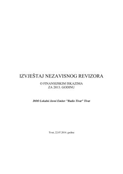 izvje&scaron;taj nezavisnog revizora