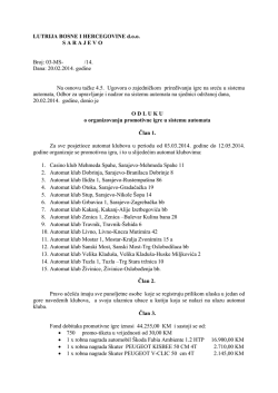 Odluka o organizovanju promotivne igre u sistemu