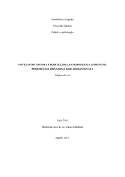 Povezanost odnosa s roditeljima, samopoimanja i simptoma