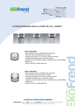 ANTIBAKTERIJSKI REGULATORI MLAZA &bdquo;MEDIC&ldquo;