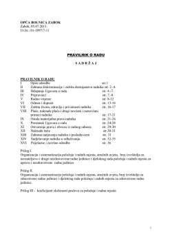 OPĆA BOLNICA ZABOK Zabok, 05.07.2011. Ur.br.: 01-1897/7