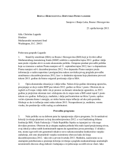 BOSNA I HERCEGOVINA: DOPUNSKO PISMO NAMJERE; 23