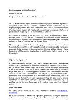 &Scaron;to ima novo na projektu TransStar? Newsletter