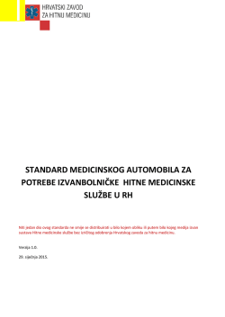 standard medicinskog automobila za potrebe izvanbolničke
