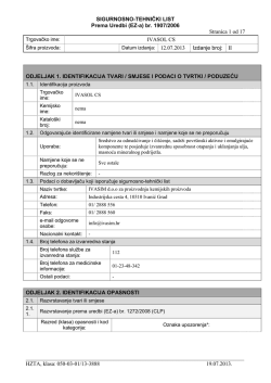 SIGURNOSNO-TEHNIČKI LIST Prema Uredbi (EZ-a) br