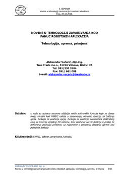 NOVINE U TEHNOLOGIJI ZAVARIVANJA KOD FANUC