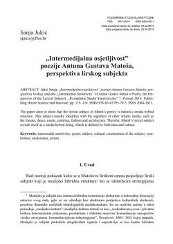 „Intermedijalna osjetljivost” poezije Antuna Gustava Matoša