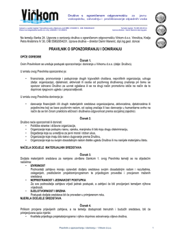 PRAVILNIK O SPONZORIRANJU I DONIRANJU