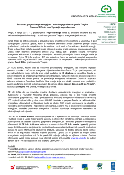 priopćenje za medije - Poticanje energetske efikasnosti u Hrvatskoj