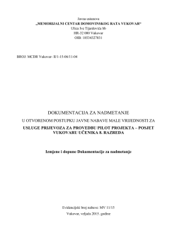Dokumentacija za nadmetanje u otvorenom postupku javne nabave