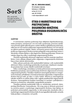 etika u marketingu kao pretpostavka dugoročno održivog poslovanja