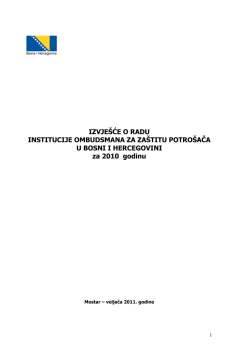 IZVJE&Scaron;ĆE O RADU INSTITUCIJE OMBUDSMANA ZA