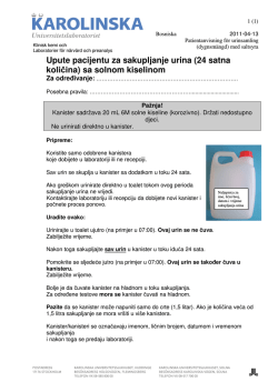 Upute pacijentu za sakupljanje urina (24 satna količina) sa solnom