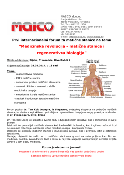 "Medicinska revolucija - matične stanice i regenerativna