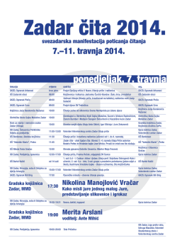 ponedjeljak, 7. travnja - Gradska knjižnica Zadar