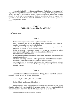 STATUT ZAKLADE &bdquo;Dr.Ing. Dino &Scaron;krapić, MBA&ldquo;