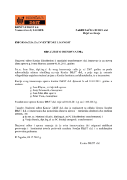 Obavijest o imenovanjima