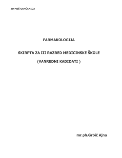 Farmakologija III razred medicine