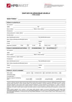 Zahtjev za izdavanje udjela - fizičke osobe