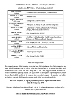 raspored blagoslova obitelji 2013/2014 župa sv. mateja – dugave