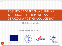 Posljedice o&scaron;tećenja sluha na emocionalni i socijalni razvoj