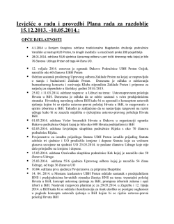 Izvje&scaron;će o radu i provedbi Plana rada za razdoblje 15