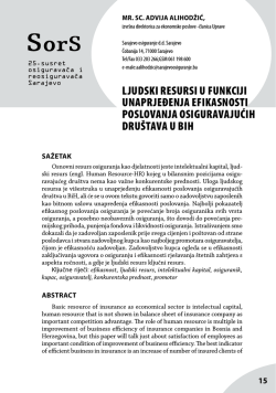 LJUDSKI RESURSI U FUNKCIJI UNAPRJEđENJA EFIKASNOSTI