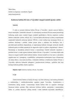 Kulturna ba&scaron;tina Hrvata u Vojvodini i mogući modeli njezine za&scaron;tite
