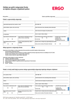 Zahtjev po polici osiguranja života za isplatu otkupne vrijednosti police