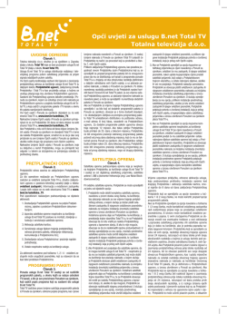 Opći uvjeti za uslugu B.net Total TV Totalna televizija d.o.o. - ELIS-ZG