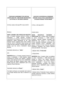PURCHASE AGREEMENT FOR CERTAIN ASSETS AND