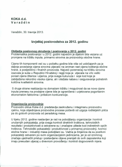 5. KOKA d.d. Izvje&scaron;taj Poslovodstva za 2012. godinu
