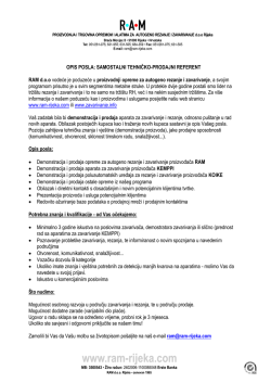 OPIS POSLA: SAMOSTALNI TEHNIČKO-PRODAJNI