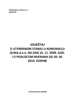 IZVJE&Scaron;TAJ O UTVRĐENOM STANJU U KOMUNALCU