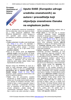 Upute EASE (Europske udruge urednika znanstvenih) za autore i