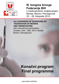 konacan program kongresa - Sveučili&scaron;na klinička bolnica Mostar