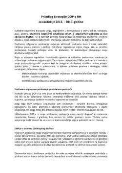 prijedlog Strategije dru&scaron;tveno odgovornog poslovanja