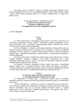 Standardi i normativi za obavljanje djelatnosti visokog obrazovanja