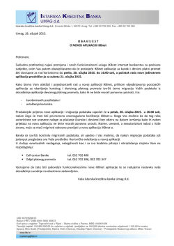 Umag, 18. ožujak 2015. OBAVIJESTO NOVOJ APLIKACIJI iKBnet