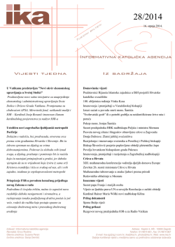 16. srpnja 2014. U Vatikanu predstavljen "Novi okvir ekonomskog