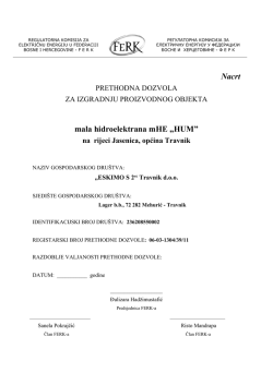 Nacrt mala hidroelektrana mHE &bdquo;HUM&rdquo;
