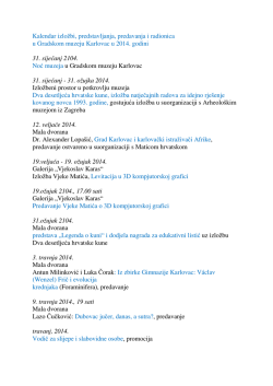 Kalendar izložbi, predstavljanja, predavanja i radionica u Gradskom
