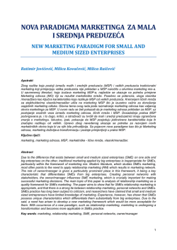 NOVA PARADIGMA MARKETINGA ZA MALA I SREDNJA