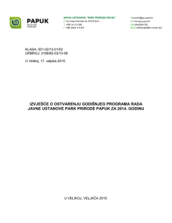 Izvje&scaron;će o ostvarenju godi&scaron;njeg programa rada JU Park prirode