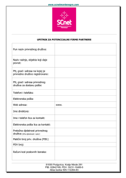 Upitnik za potencijalne firme partnere